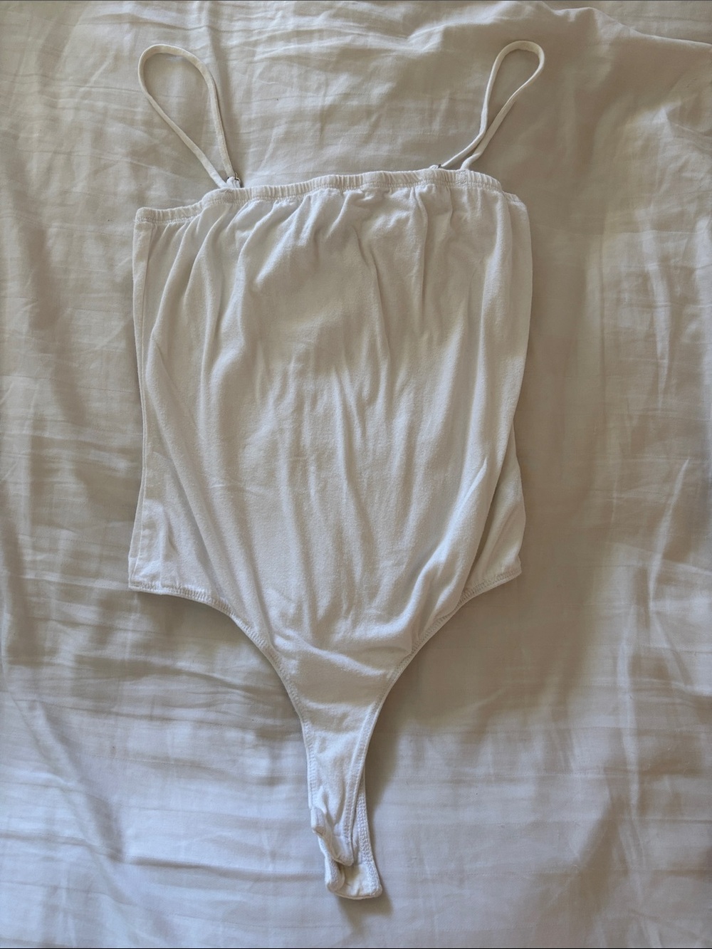 Active USA White Spaghetti Strap Bodysuit